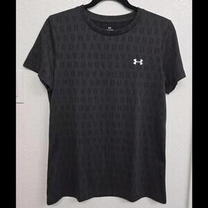 Under Armour T Shirt Large Black  Loose Fit Athletic Short Sleeve Logo